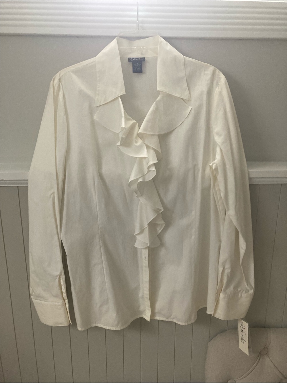 Rafaella Cream Ruffle Front Blouse